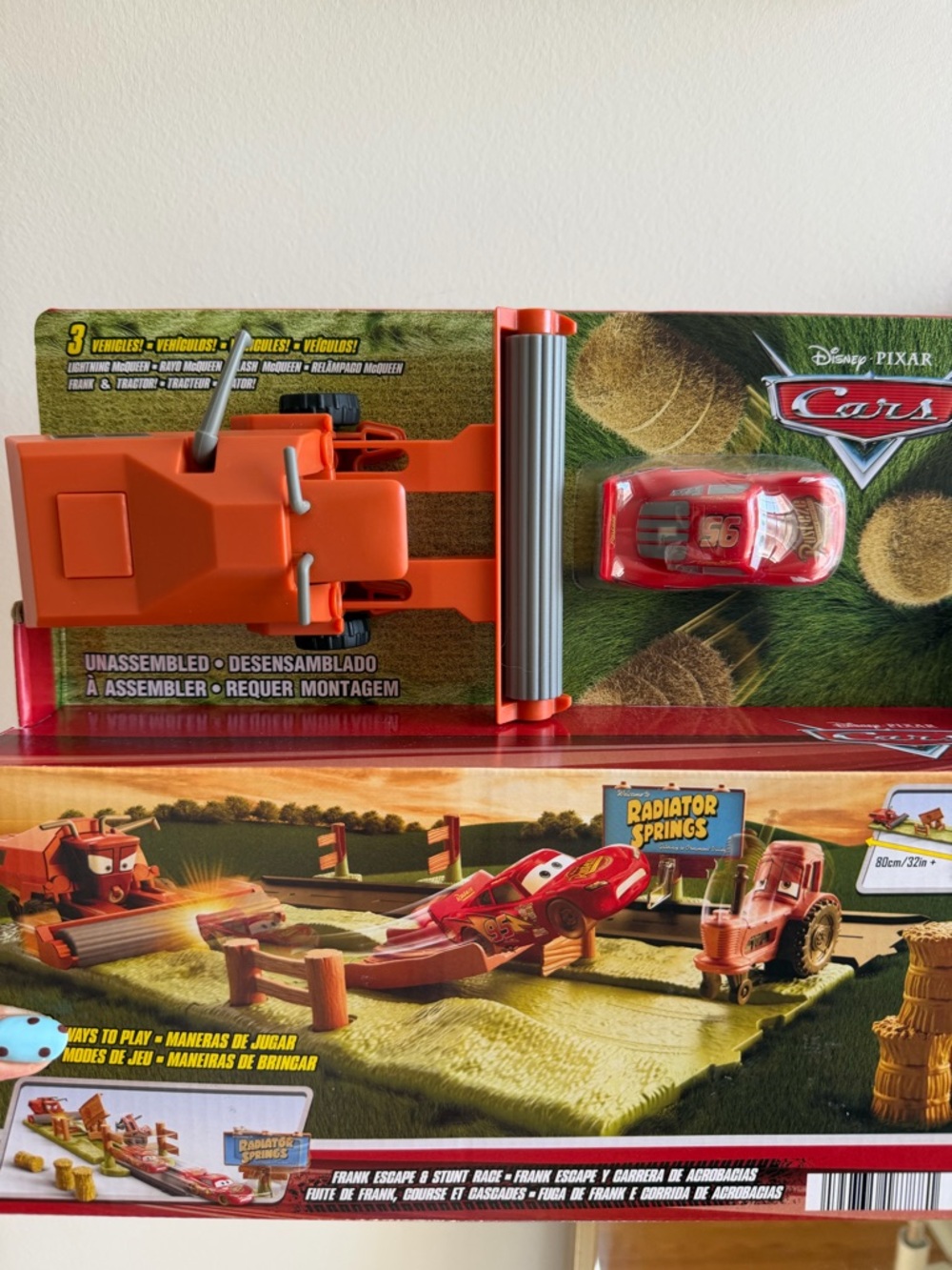 Disney Cars Red Stunt Track Playset with Orange Tractor Launcher